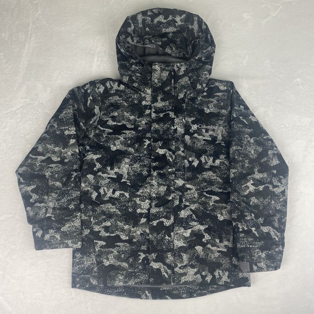 Columbia Interchangeable Winter Jacket Boys Small Black Gray Hooded Full Zip
